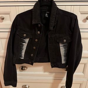 Cropped Black Jean Jacket